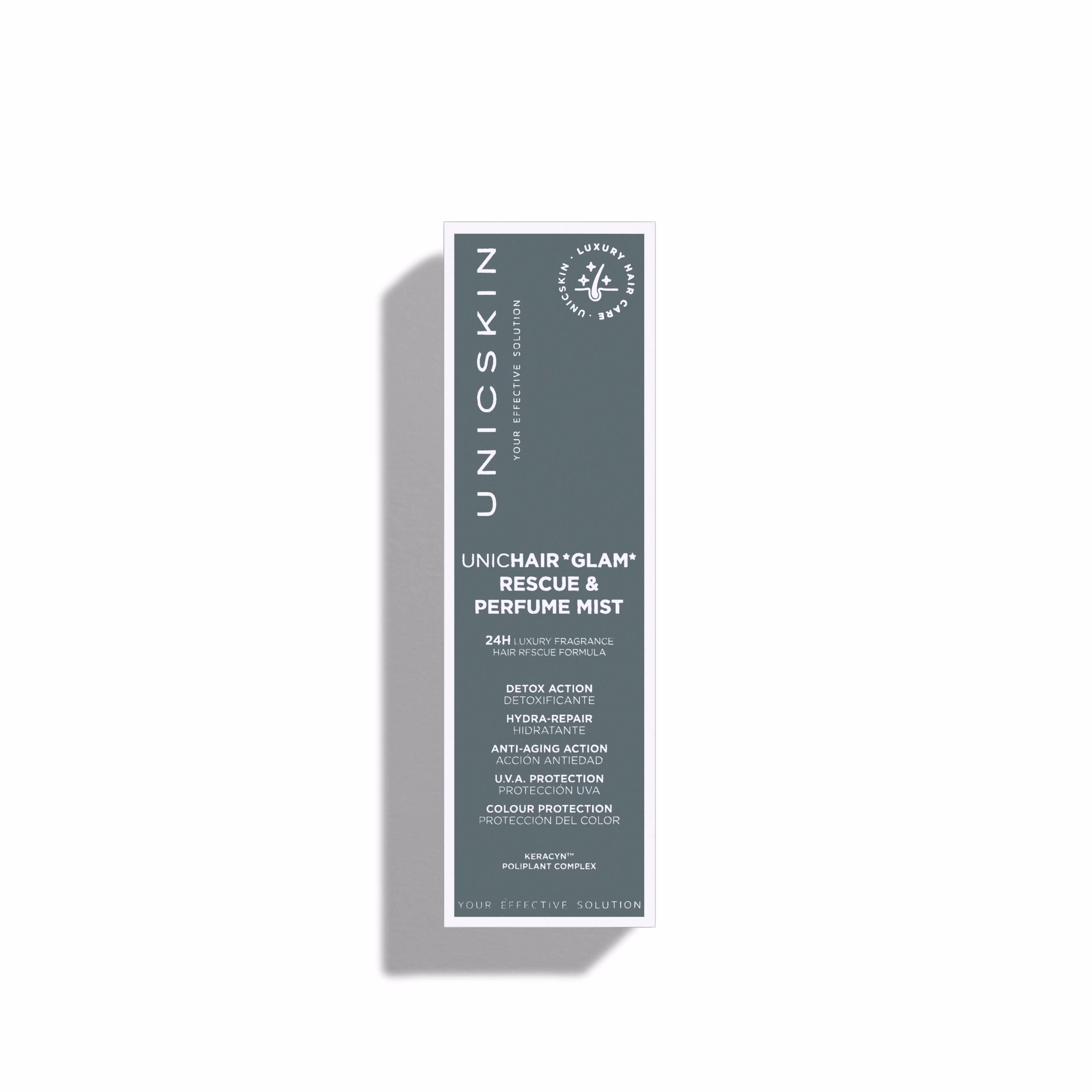 Unichair Glam Rescue & Perfume Mist by Unicskin 75 ml, packaging